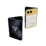 Royale gold iPhone Duo with a mother of pearl panel and engraved gold top