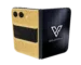 WildGrace Victory Gold iPhone Duo foldable phone with leather inlay design