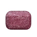 Swarovski AirPods Pro 3 Rose closed, rose-pink crystals sparkling over the full face of the charging case