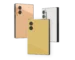 Gold Plated Galaxy Z Fold8 Elite backs in Rose Gold, 24K Gold and Platinum, each with a polished two-lens camera island