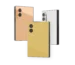 Gold Plated Galaxy Z Fold8 Elite backs in Rose Gold, 24K Gold and Platinum, each with a polished two-lens camera island