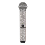 Platinum-finish Shure wireless microphone covered in crystals